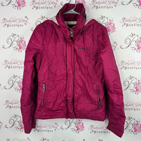 Bench Jackets & Blazers - Bench jacket coat collar or hood adjustable geometric Pink Jacket embroidered